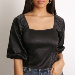 Saltwater luxe black square neck open back top large
